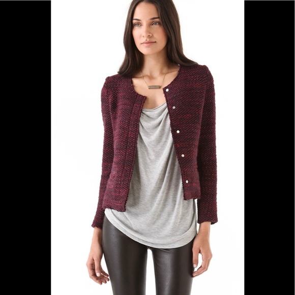 IRO Shena burgundy  (maroon) tweed jacket. Size 1 (XS-S) - Picture 2 of 8